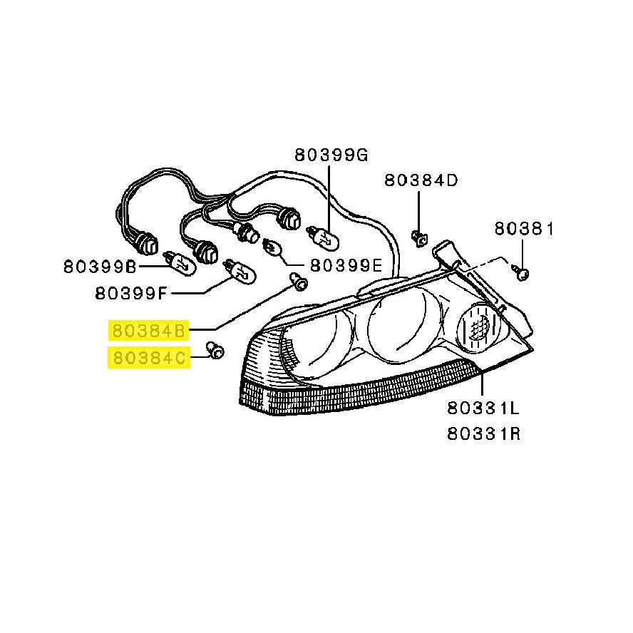 Mitsubishi Lancer Evo 7-9 Tail Light Grommet Kit (MR551466) (MU810528 ...