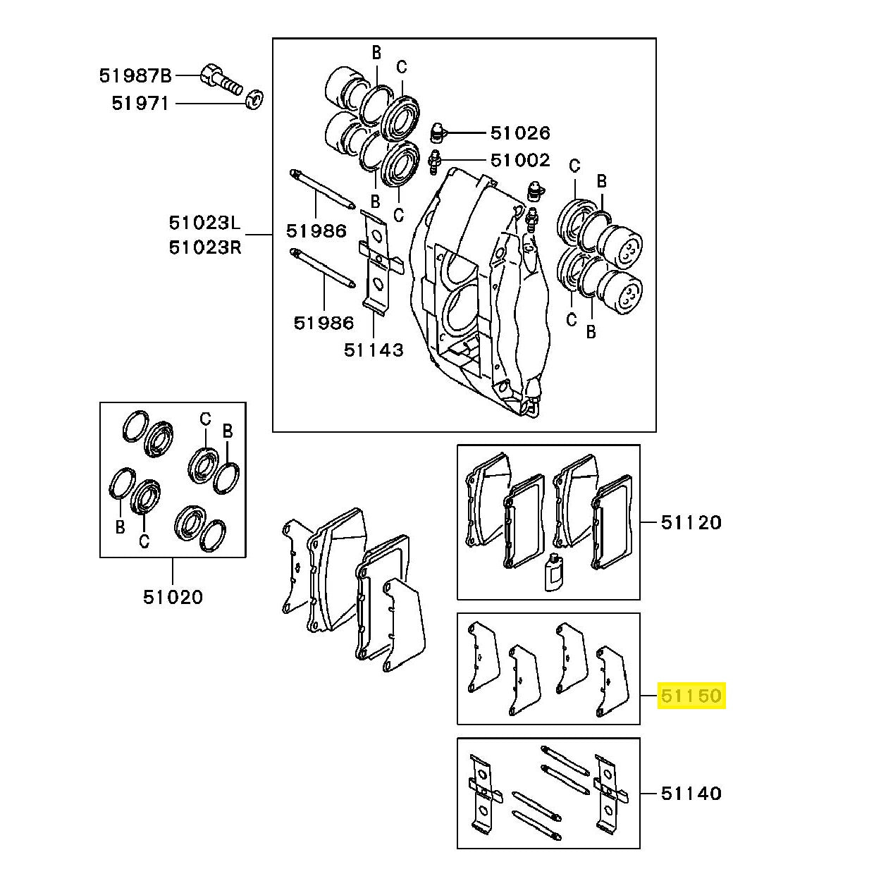 475618 Code Mitsubishi Lancer Evo 5-9 Brembo Brake Front Shim Set (MR475618 ...