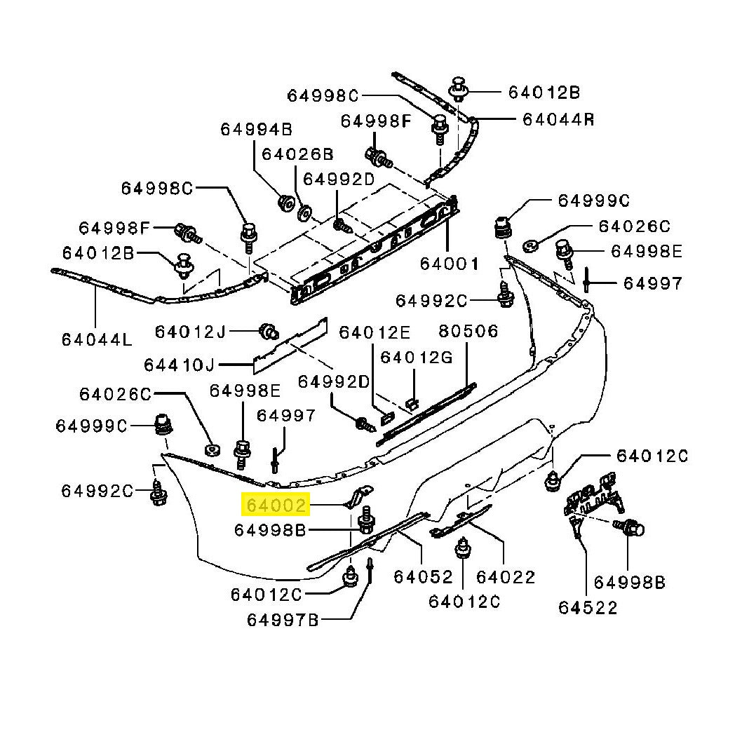Mitsubishi Lancer Evo 9 Rear Bumper Bracket (6410A196)
