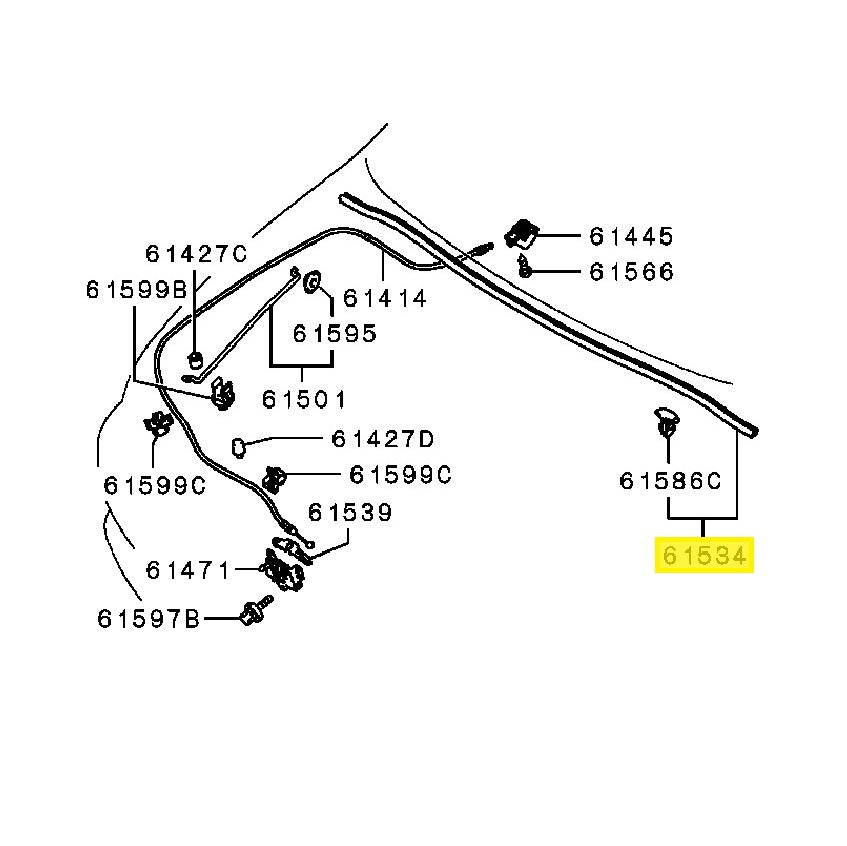 Mitsubishi Lancer Evo 7-9 Bonnet Rear Weatherstrip (MR525377)