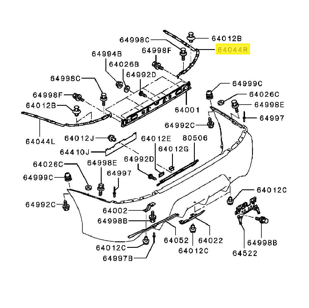 Mitsubishi Lancer Evo 7-9 Rear Bumper Upper Right Support Bracket (MR5 ...